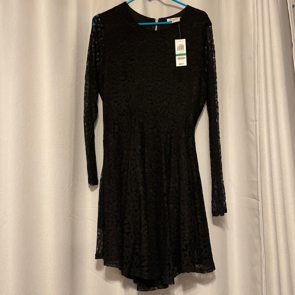 NWT BLACK AMERICAN RAG LACE LONGSLEEVE DRESS,LARGE